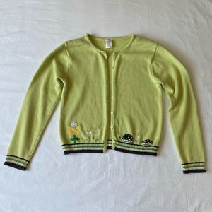 Gymboree Children’s Green Button Up Sweater with Turtle & Flowers